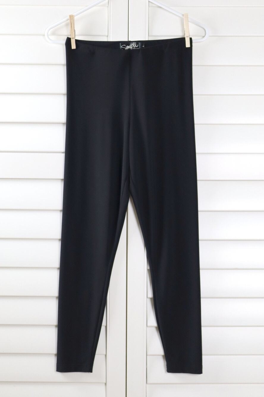 SYMPLI Solid Black Slinky Stretch Slim Leggings Pull On Pants Size 4